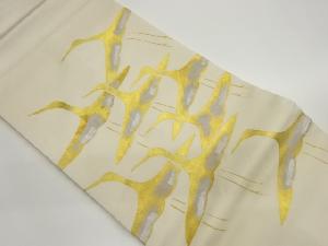 塩瀬金彩群鶴模様名古屋帯